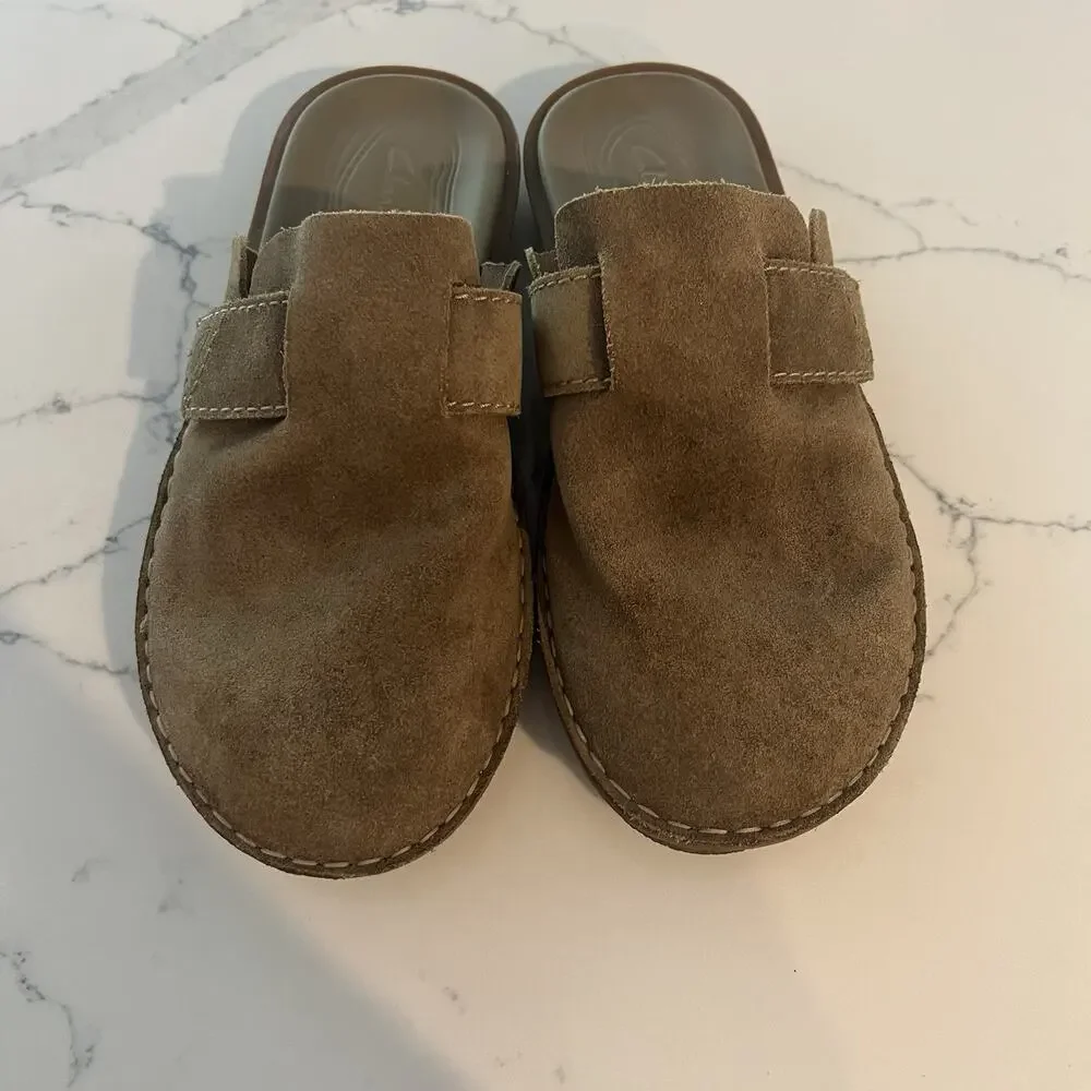 Clarks Originals Mens Mule Beige Tan Suede Casual Shoes Size 10 Comfort